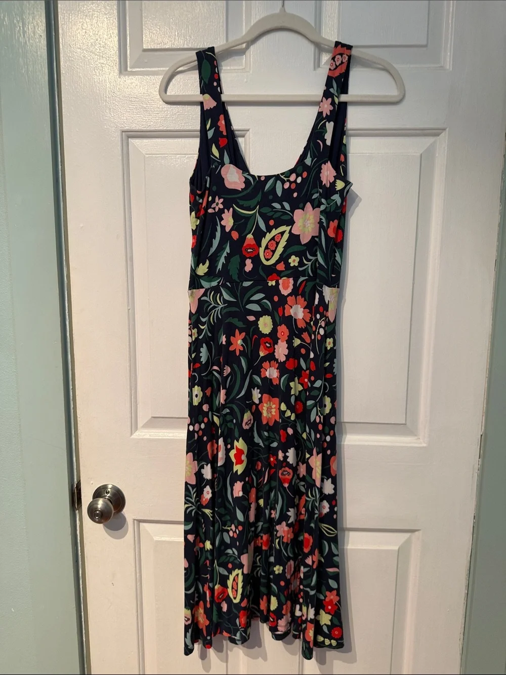 Boden Navy Floral Midi Dress with Multicolor Flowers - Picture 8 of 8